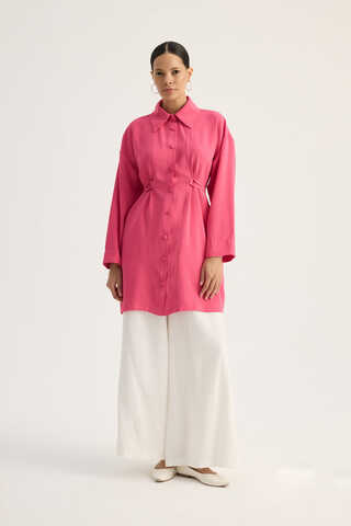 Gömlek Yaka Tunik Fuşya - 3