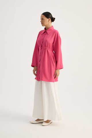 Gömlek Yaka Tunik Fuşya - 7