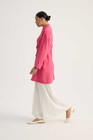 Gömlek Yaka Tunik Fuşya - 10