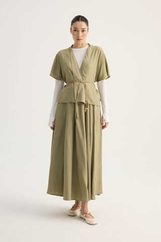 Hasır Biyeli Etek Takım Açık Haki - 1