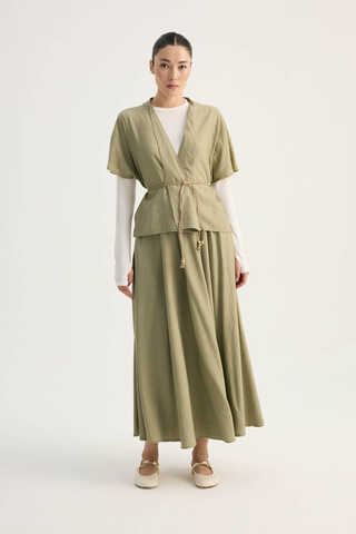 Hasır Biyeli Etek Takım Açık Haki - 3