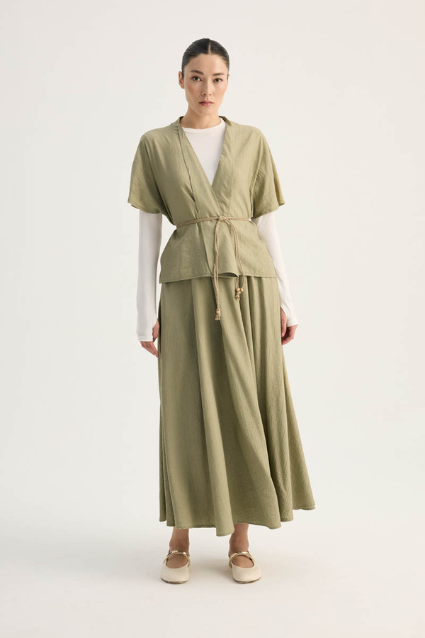 Hasır Biyeli Etek Takım Açık Haki - 3