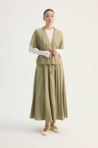 Hasır Biyeli Etek Takım Açık Haki - 5