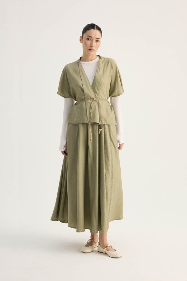 Hasır Biyeli Etek Takım Açık Haki - 8