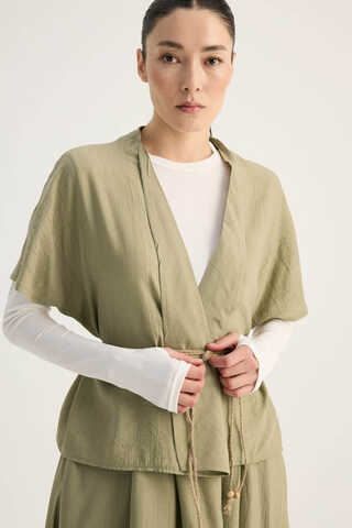 Hasır Biyeli Etek Takım Açık Haki - 4