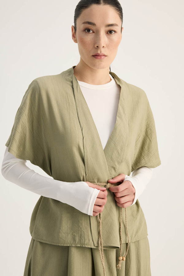 Hasır Biyeli Etek Takım Açık Haki - 4