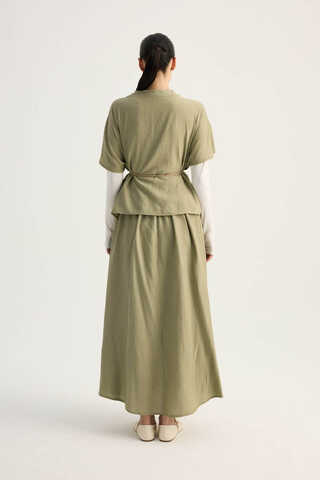 Hasır Biyeli Etek Takım Açık Haki - 9