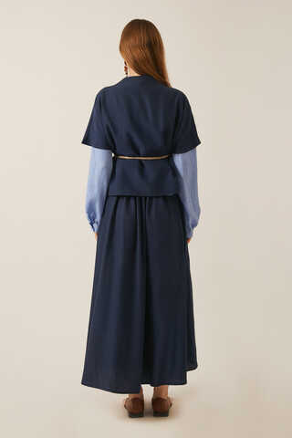 Hasır Biyeli Etek Takım Lacivert - 12