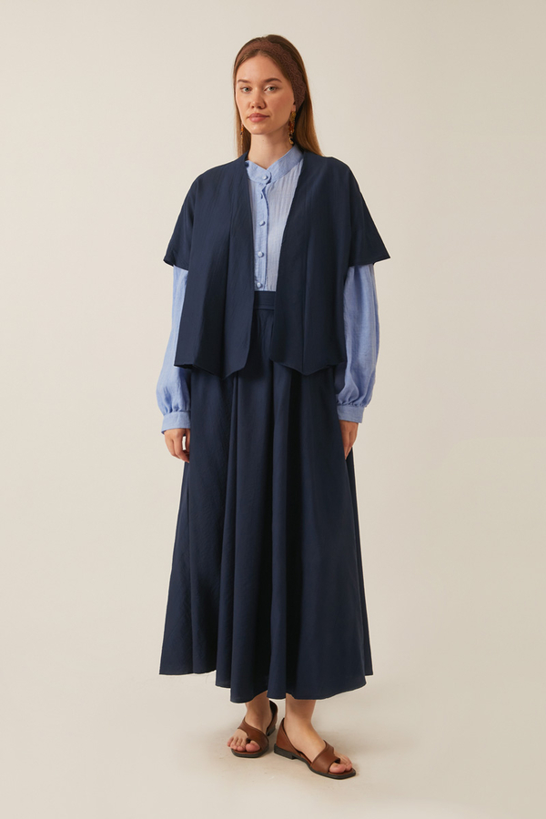 Hasır Biyeli Etek Takım Lacivert - 9