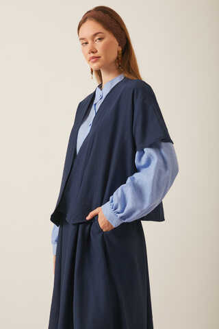 Hasır Biyeli Etek Takım Lacivert - 11