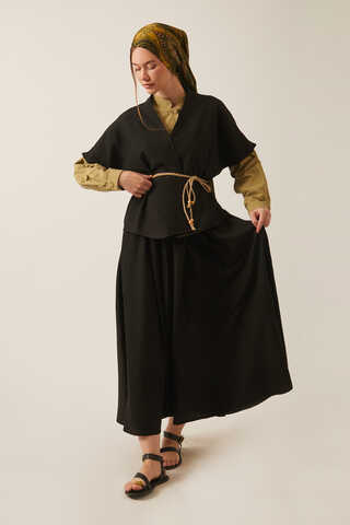 Hasır Biyeli Etek Takım Siyah - 5