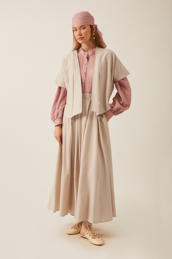 Hasır Biyeli Etek Takım Taş