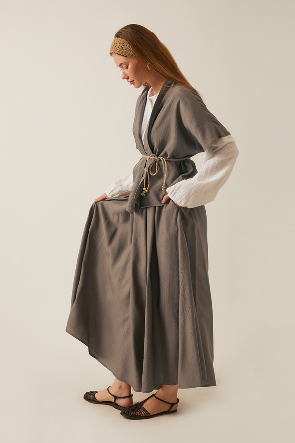 Hasır Biyeli Etek Takım Toprak - 4