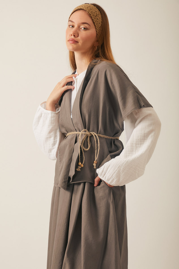 Hasır Biyeli Etek Takım Toprak - 5