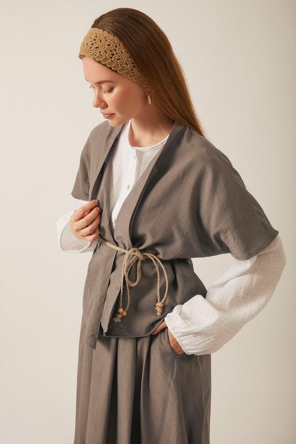 Hasır Biyeli Etek Takım Toprak - 7