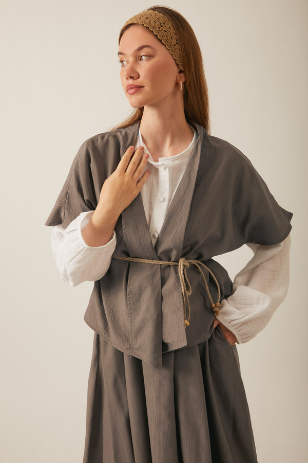 Hasır Biyeli Etek Takım Toprak - 8