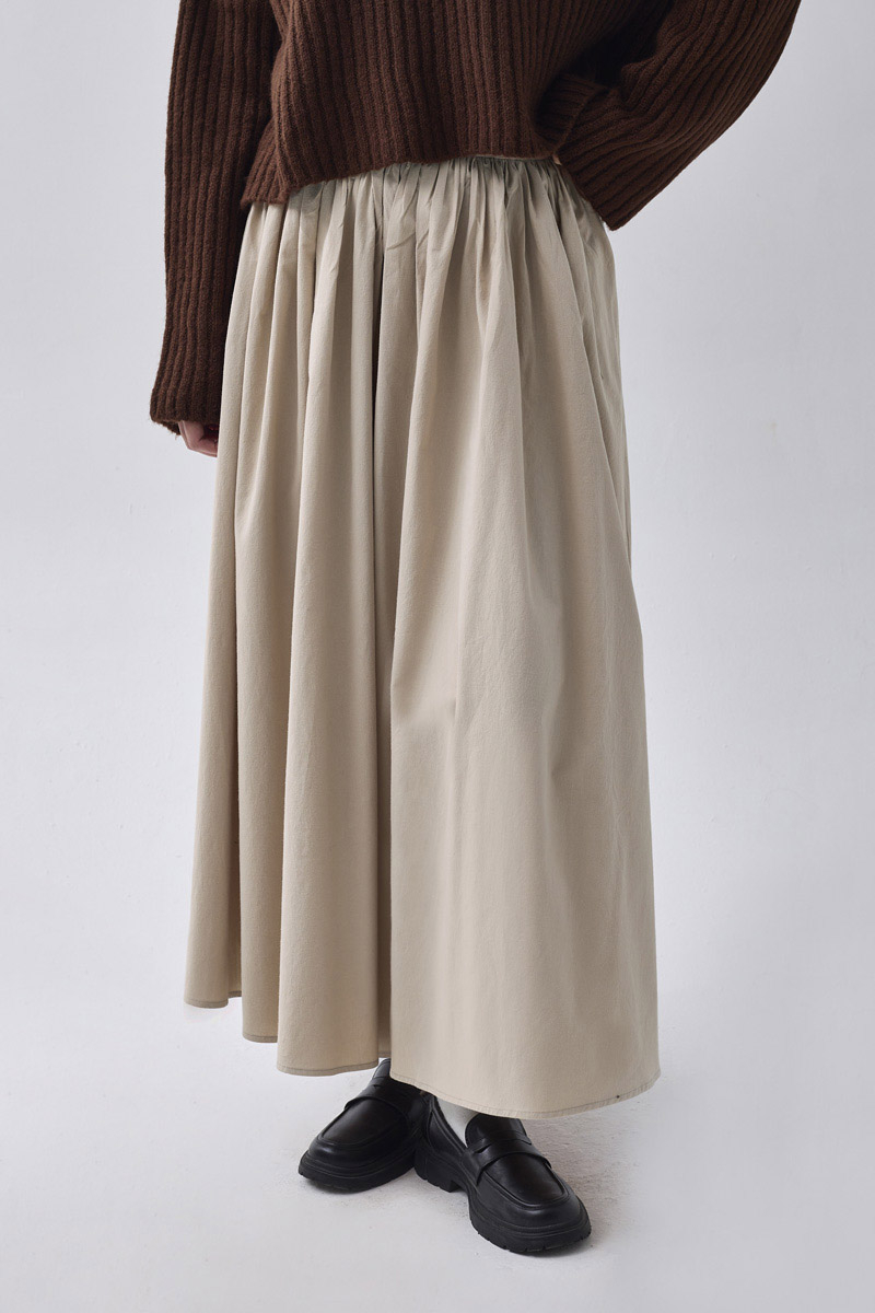 High Waist Cotton Skirt Stone