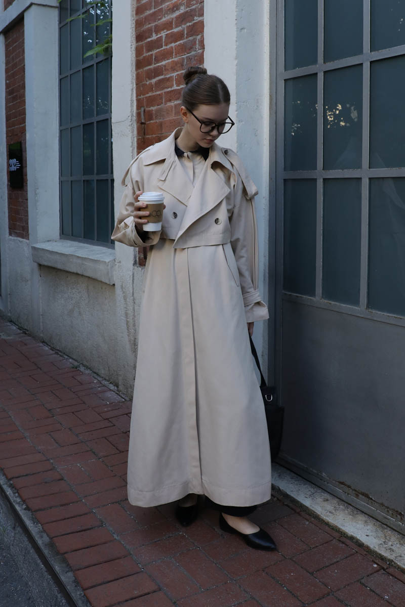 İkili Trençkot Krem