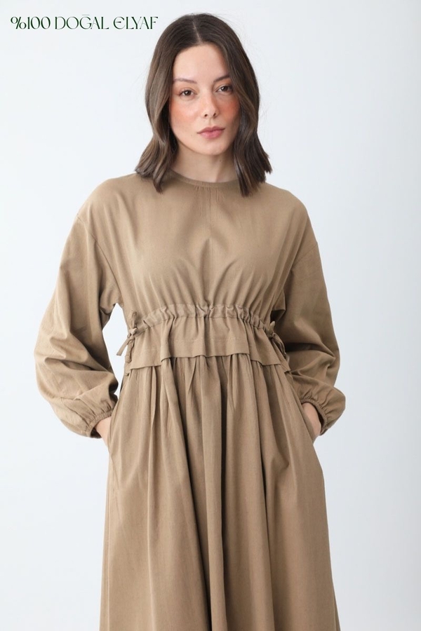 İynem Keten Elbise Camel 