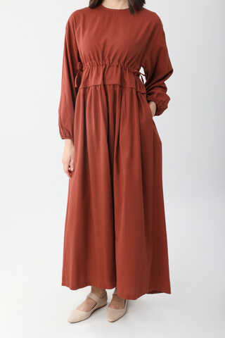Iynem Linen Dress Brick - 19