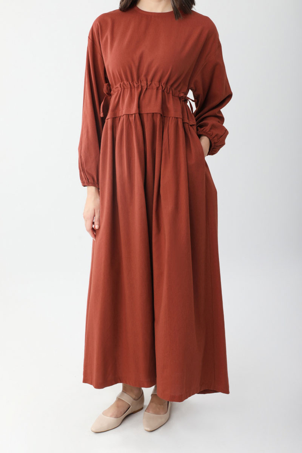 Iynem Linen Dress Brick - 19