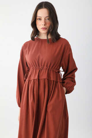 Iynem Linen Dress Brick - 15