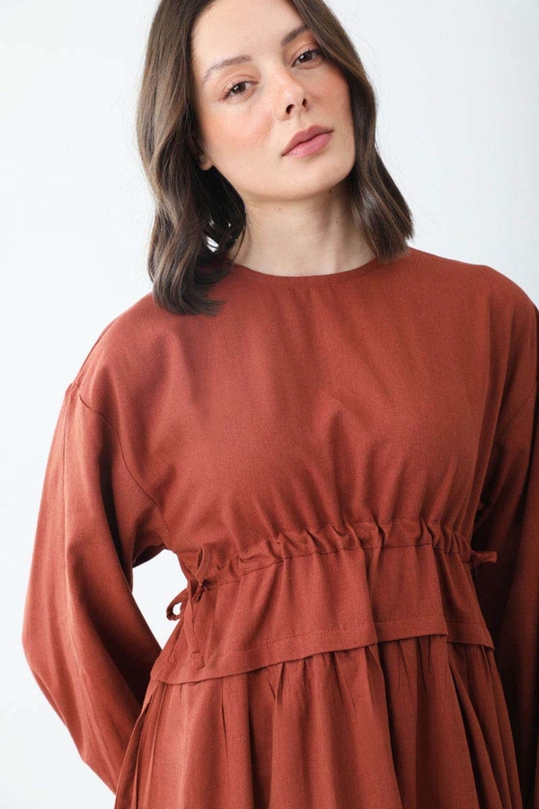 Iynem Linen Dress Brick - 20
