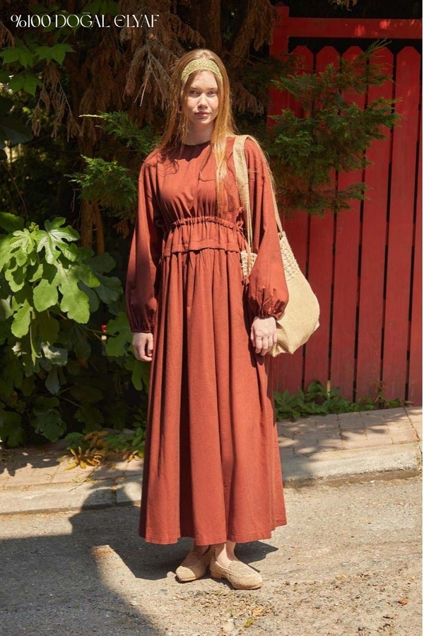 Iynem Linen Dress Brick