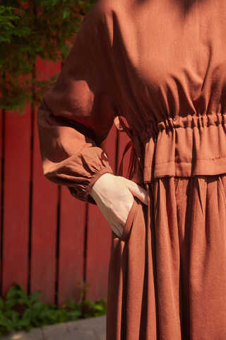 Iynem Linen Dress Brick - 4