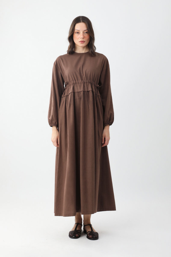Iynem Linen Dress Brown - 3