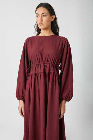 Iynem Linen Dress Burgundy - 14