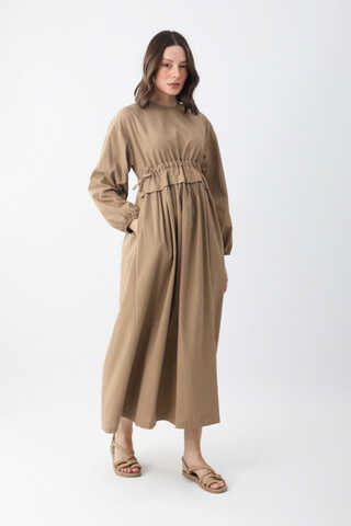 Iynem Linen Dress Camel - 6