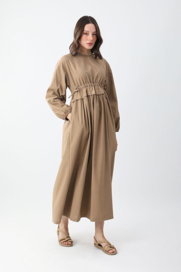 Iynem Linen Dress Camel - 6