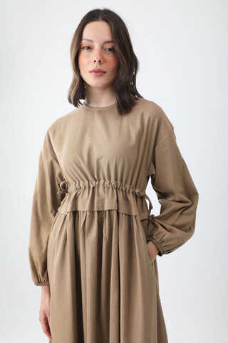 Iynem Linen Dress Camel - 5