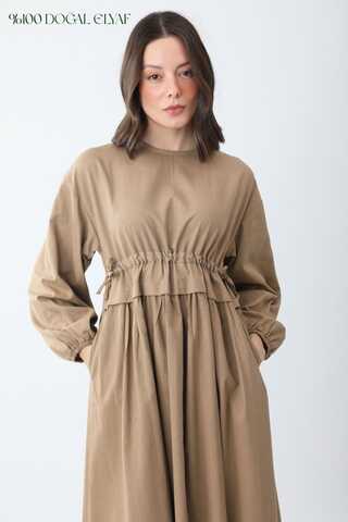 Iynem Linen Dress Camel - 1