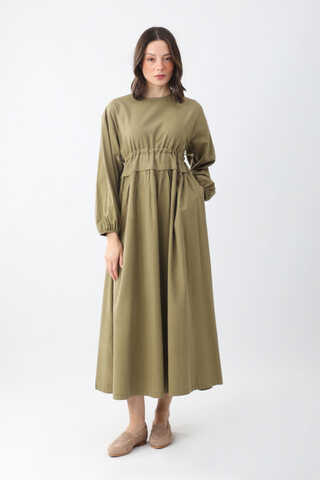 Iynem Linen Dress Khaki - 2