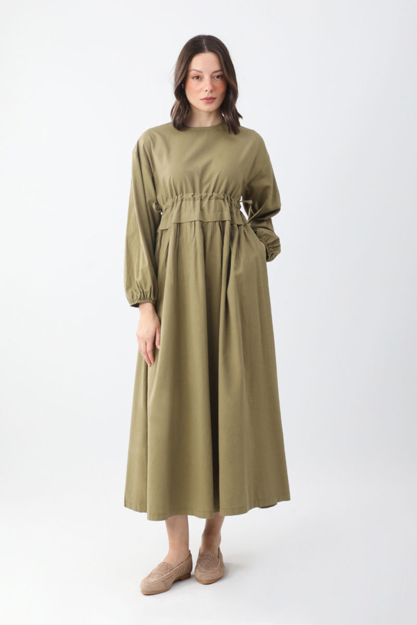 Iynem Linen Dress Khaki - 2
