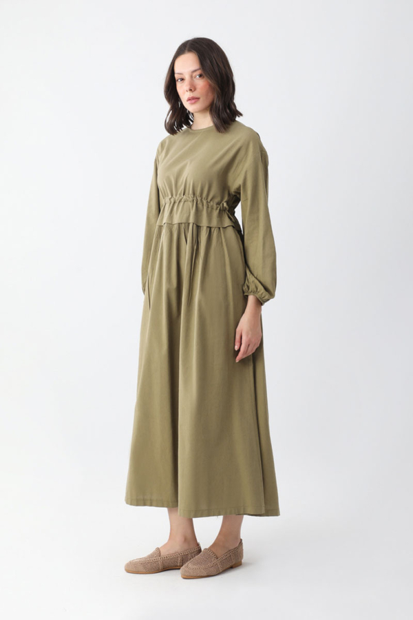 Iynem Linen Dress Khaki - 3