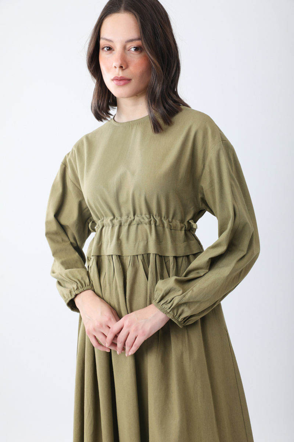 Iynem Linen Dress Khaki - 4