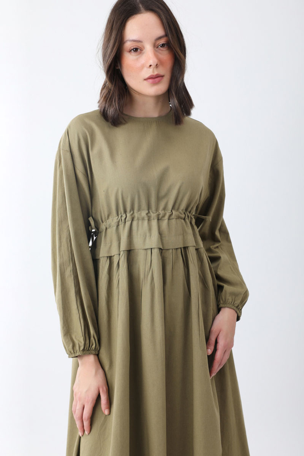 Iynem Linen Dress Khaki - 5