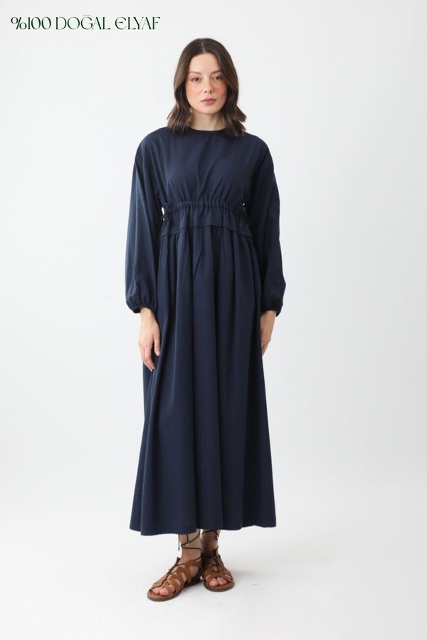 Iynem Linen Dress Navy Blue