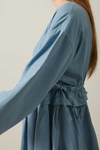 Iynem Linen Dress Baby Blue - 5