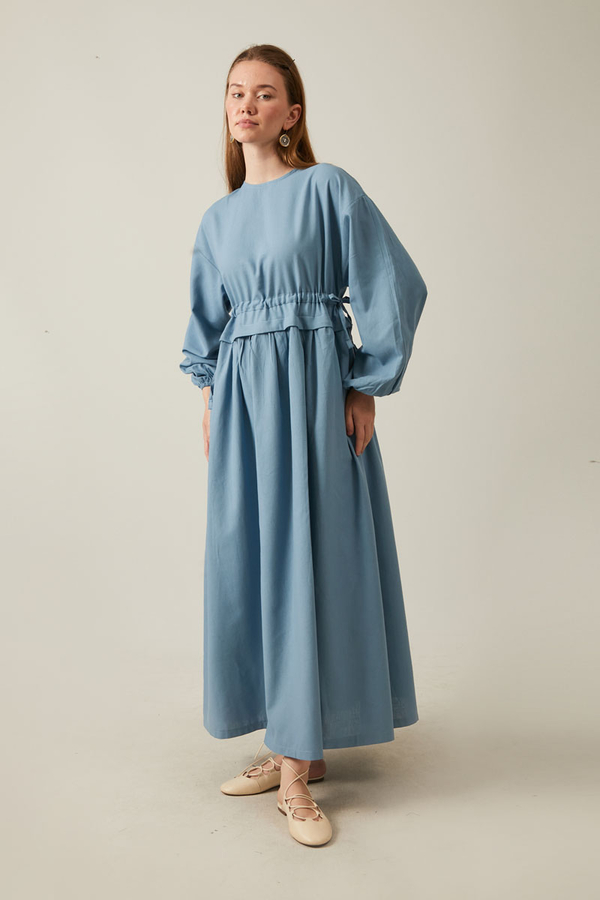 Iynem Linen Dress Baby Blue - 2