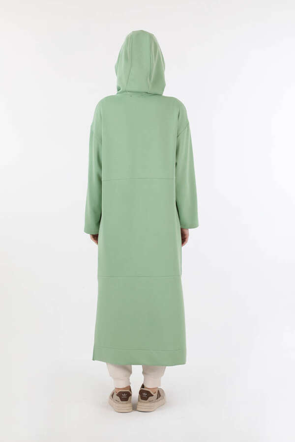 haru Fermuarlı Cepli Uzun Hırka Mint | Zülays