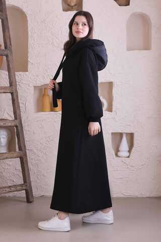 Zulays - Kapüşonlu Elbise Siyah