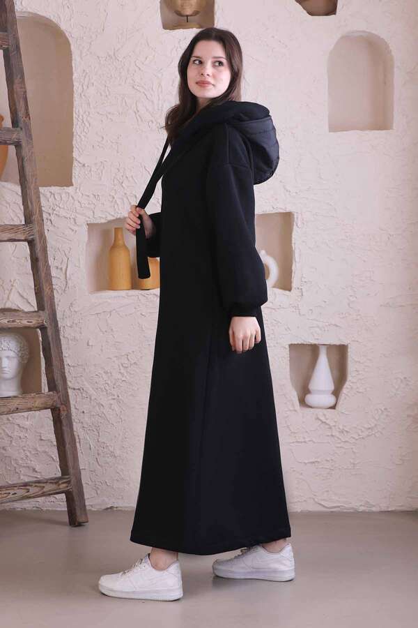 Zulays - Kapüşonlu Elbise Siyah