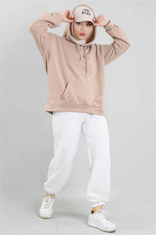 Zulays - Kapüşonlu Oversize Sweat Vizon