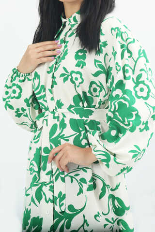 Karma Desenli Elbise Yeşil - Thumbnail