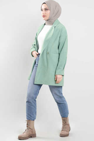 Kaşe Blazer Ceket Mint - Thumbnail