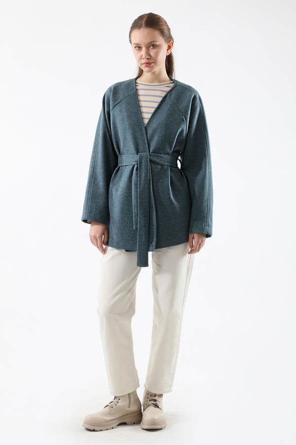 Kaşe Kısa Ceket İndigo - 3